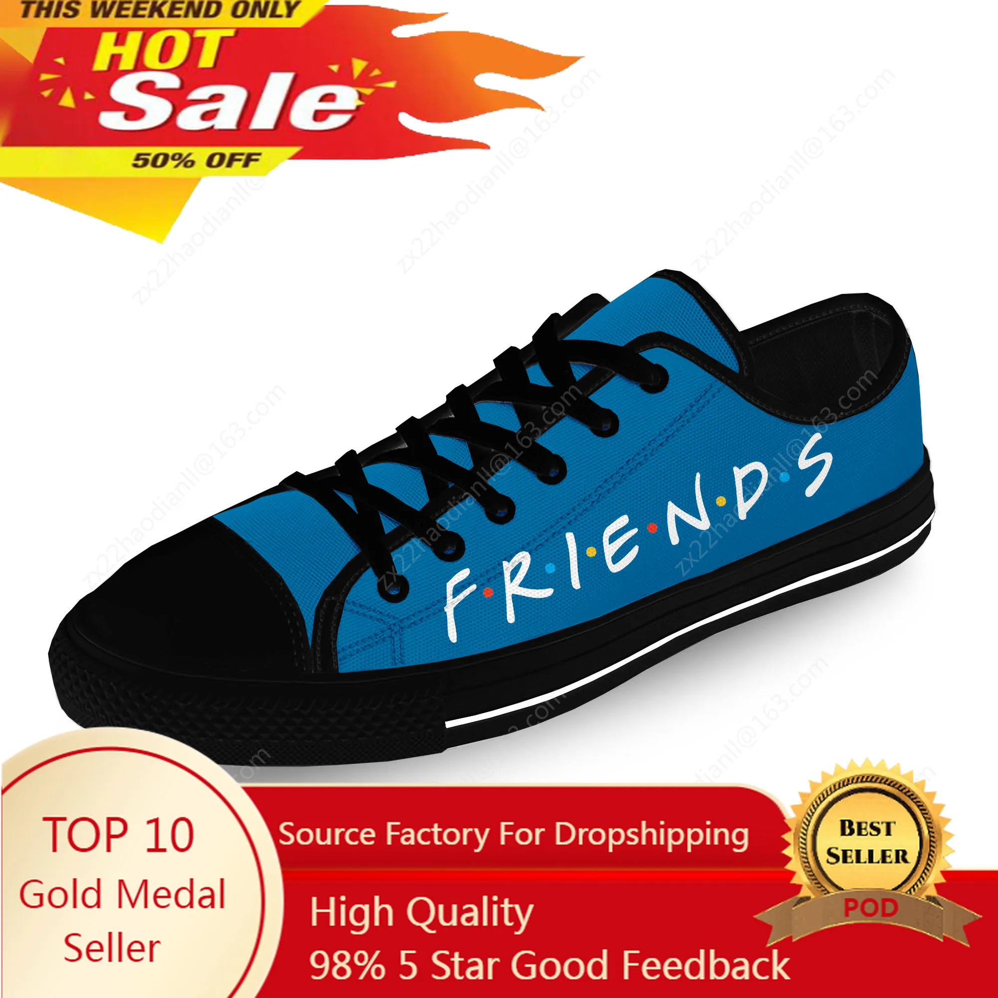 Friends TV Show Anime Cartoon Casual Cloth 3D Print Low Top Canvas Fashion Shoes Men Women Lightweight Breathable Sneakers