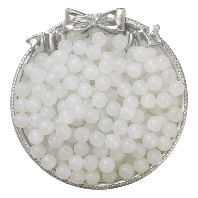 Glossy Jelly Imitation Jade Glass Round Beads – Assorted Sizes for Jewelry Making Supplies