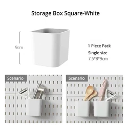 DIY Pegboard Storage Shelf & Hooks Wall Organizer - No-Punch Installation for Crafts, Garage, and Kitchen (Storage Box S)