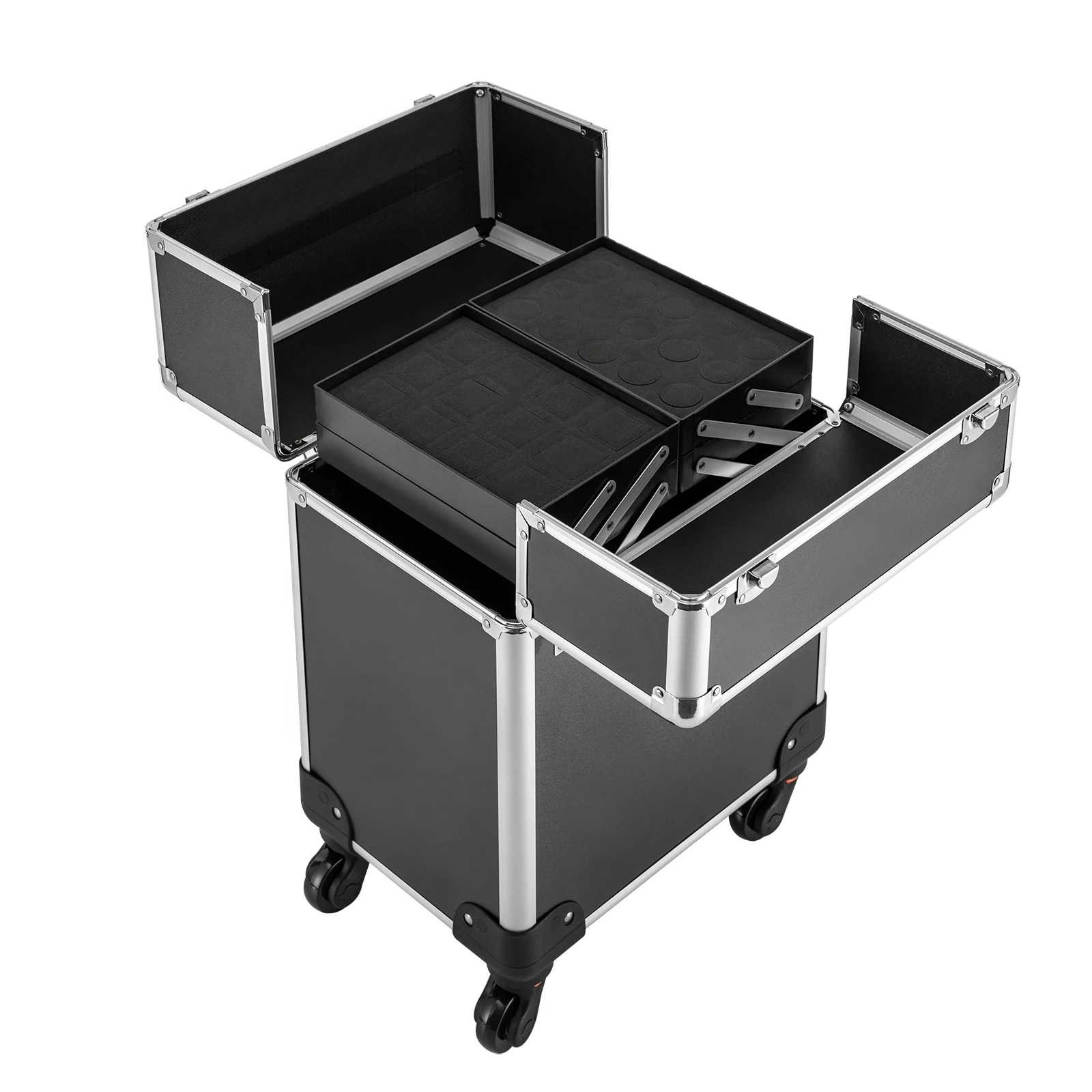 Description Picture 6 of itemCosmetics Makeup Beauty Nail Salon Hairdresser Trolley Case Rolling Makeup Train Case Large Cosmetic Trolley Organized