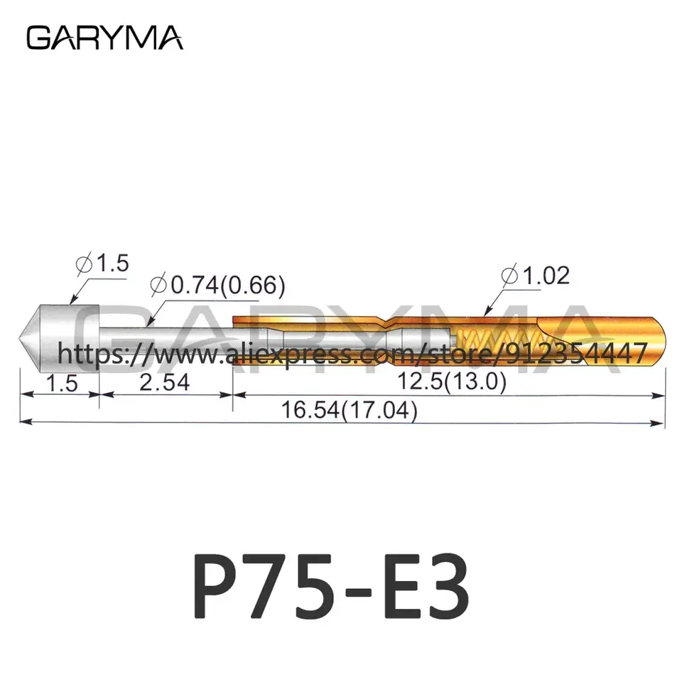 100Pcs P75-A2 P75-B1 P75-1D P75-D2 P75-D3 P75-E2 P75-E3 P75-F1 P75-G2 R75-1S R75-2S 3S Spring Test Probes Pogo Pins Receptacle image 6