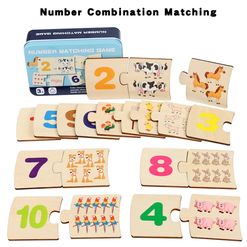 Engaging Wooden Learning Toy – Fun Animal and Number Matching Game for Shape Recognition and Early Math Skills for Children