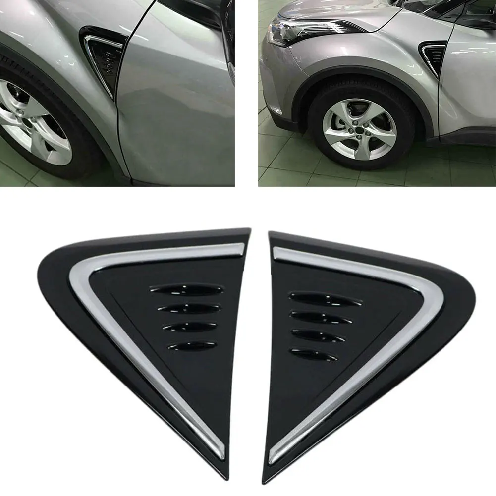

Exterior Decoration Decorative Stickers Front Door Fender Cover Trim 2PCS Black+Silver For Toyota Outer Side HOT