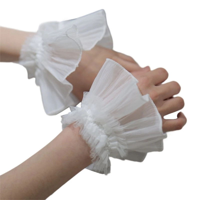 

Women Wrist Cuffs Tulle Detachable Flared Sleeve Ruffled for Wedding Supply