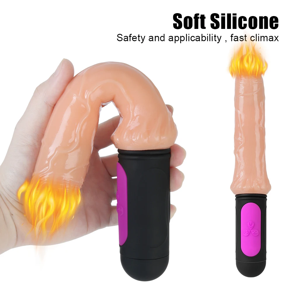 Gode ​​chauffant réaliste, vibrateur pliable, doux, énorme point G, Stimulation de l'anus, 7 vitesses, jouet sexuel pour femme_voghion.com
