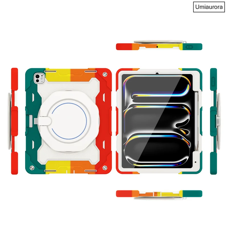 Shockproof Rugged Tablet Case with Pull Ring Stand