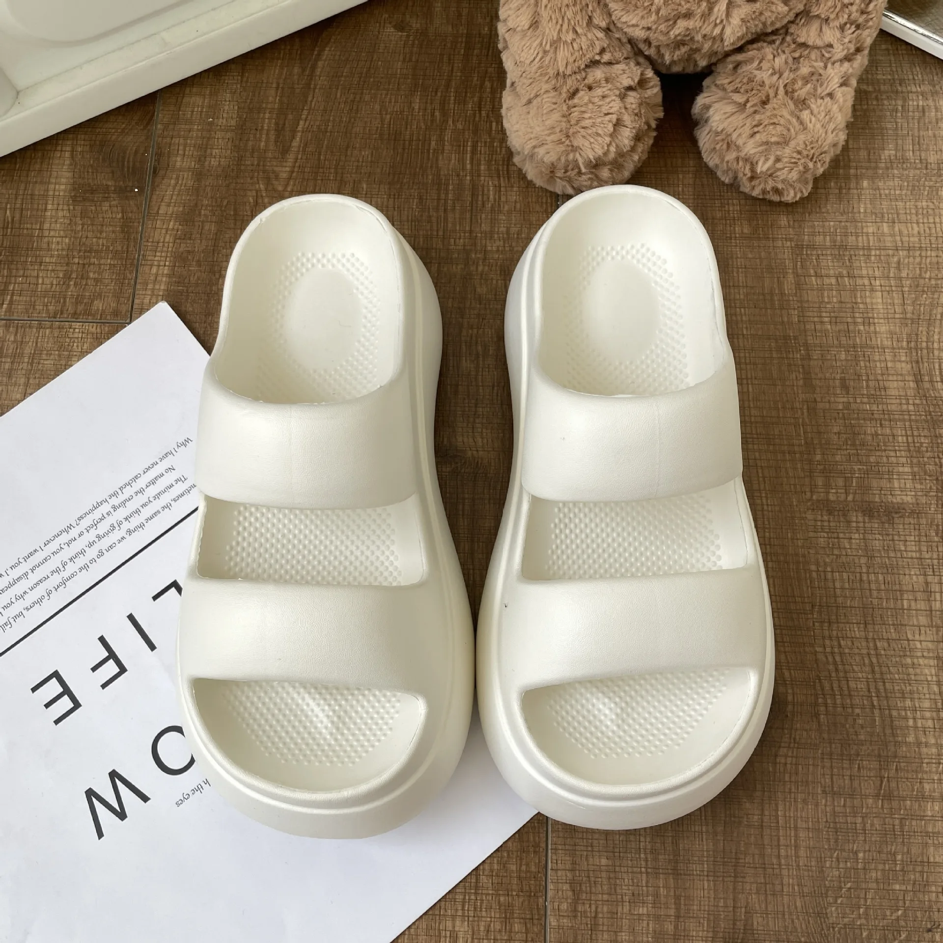 Slippers women's 2023 new summer EVA 7cm wedge heel with thick sole solid casual outer wear non-slip sandal ladies flop flips