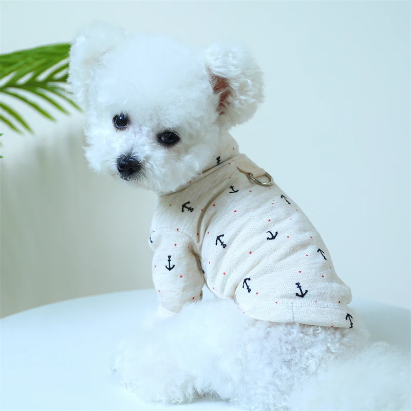 Camisola de algodão respirável para cães pequenos e médios, Mini moletom estampado para buldogue francês, designer de marca, roupas quentes para gatos, outono