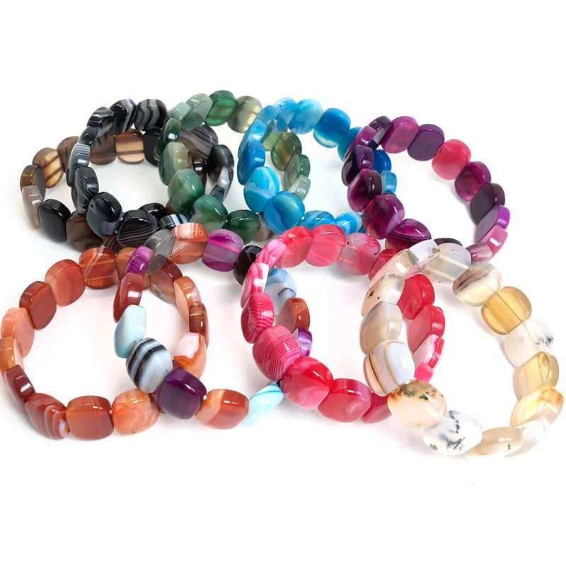 Elegant 14x18mm Square Striped Agate Bowl Bracelet - Twice Luxury Jewelry
