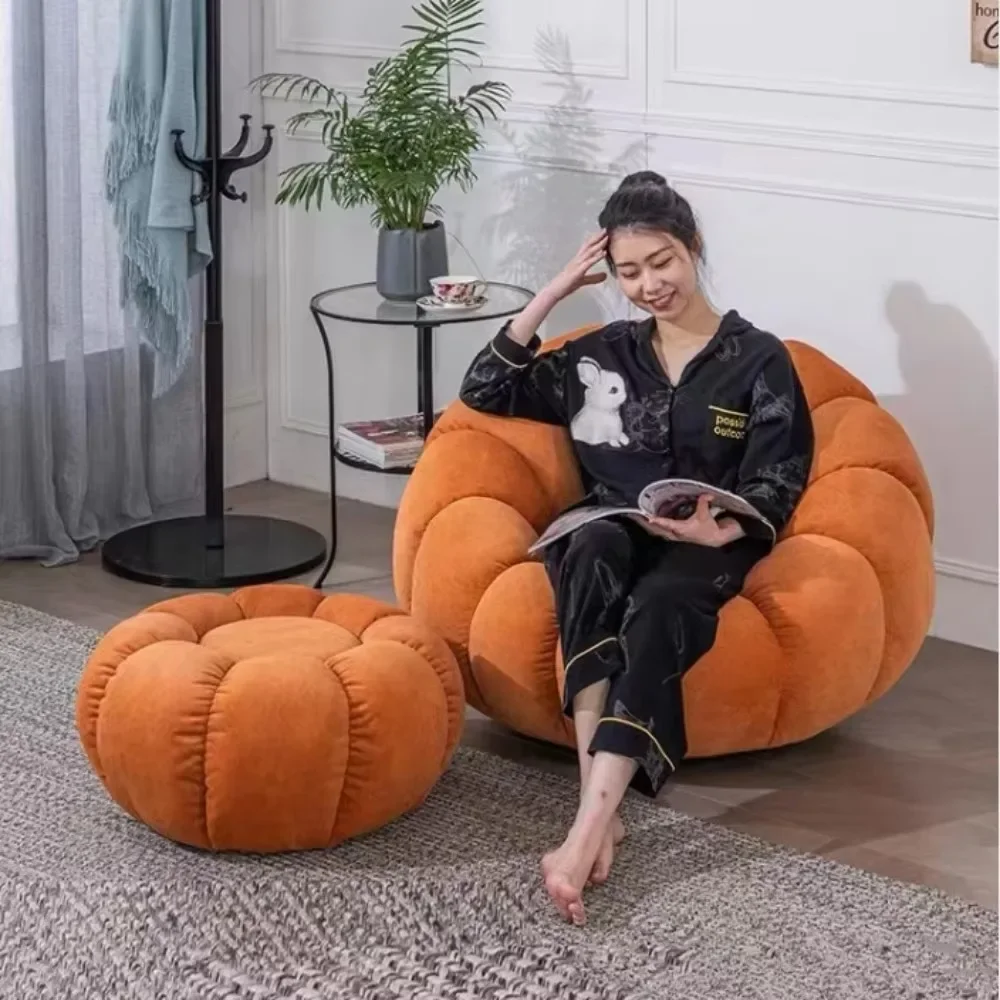 Lazy Sofa Pumpkin Nordic Style Single Sofa Chair+feet Can Lie