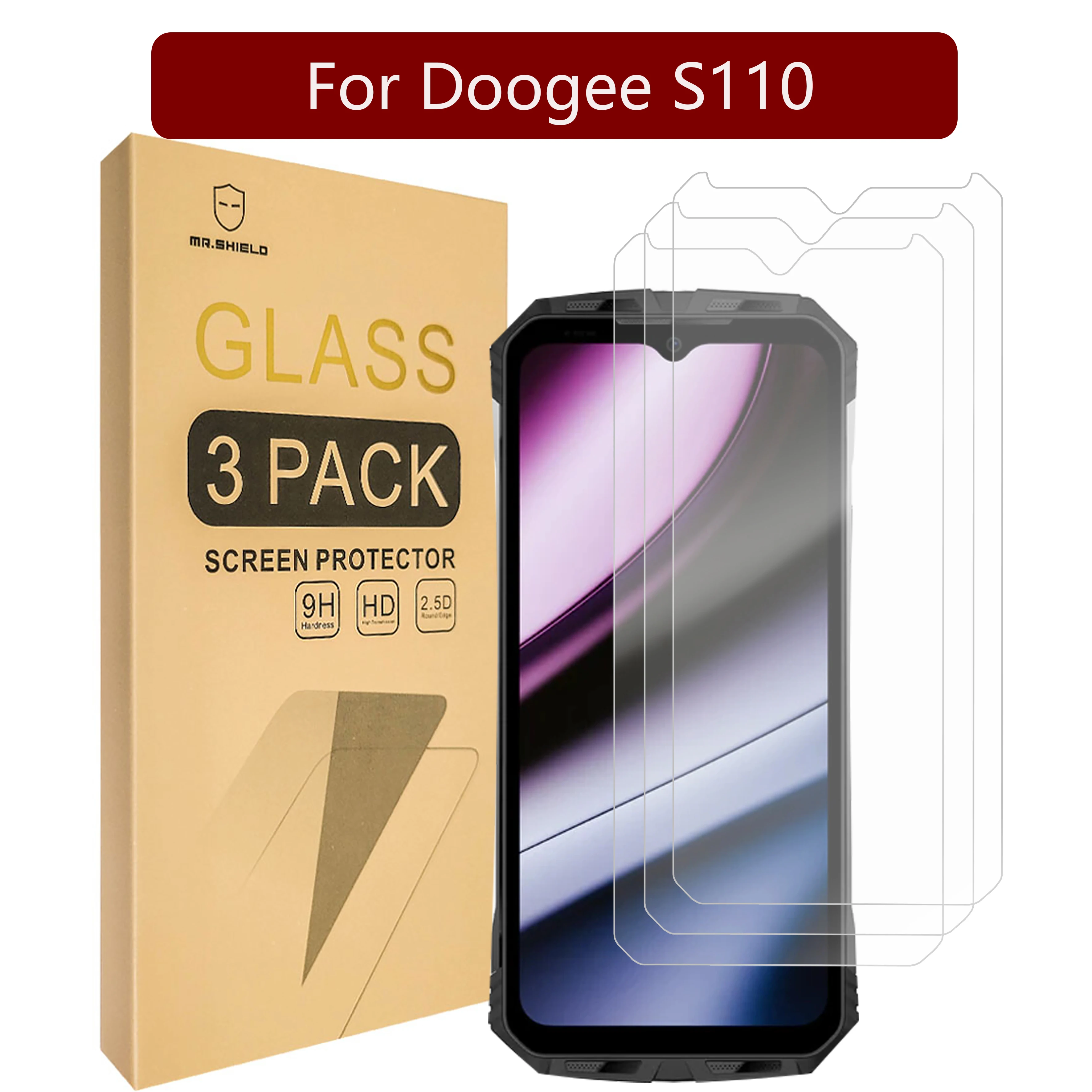 

Mr.Shield [3-Pack] Screen Protector For Doogee S110 [Tempered Glass] [Japan Glass with 9H Hardness] Screen Protector