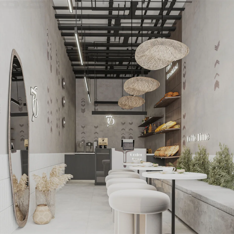 Coffee Shop Interior Decoration Accessories Coffe Kiosk Simple High Grade Bar Counter Design Coffee Shop Counters