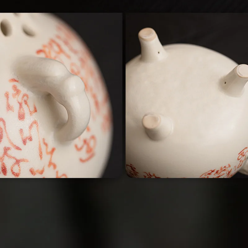 Retro Soda Glazed Fish Poems Tea Warmer Holder Candle Heater Stove Household Kettle Stand Baked Milk Jar Carbon Furnace Teaset