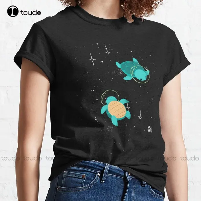 

Новая классическая футболка с изображением космических черепашек и звезд, белая женская и мужская футболка S-3Xl унисекс
