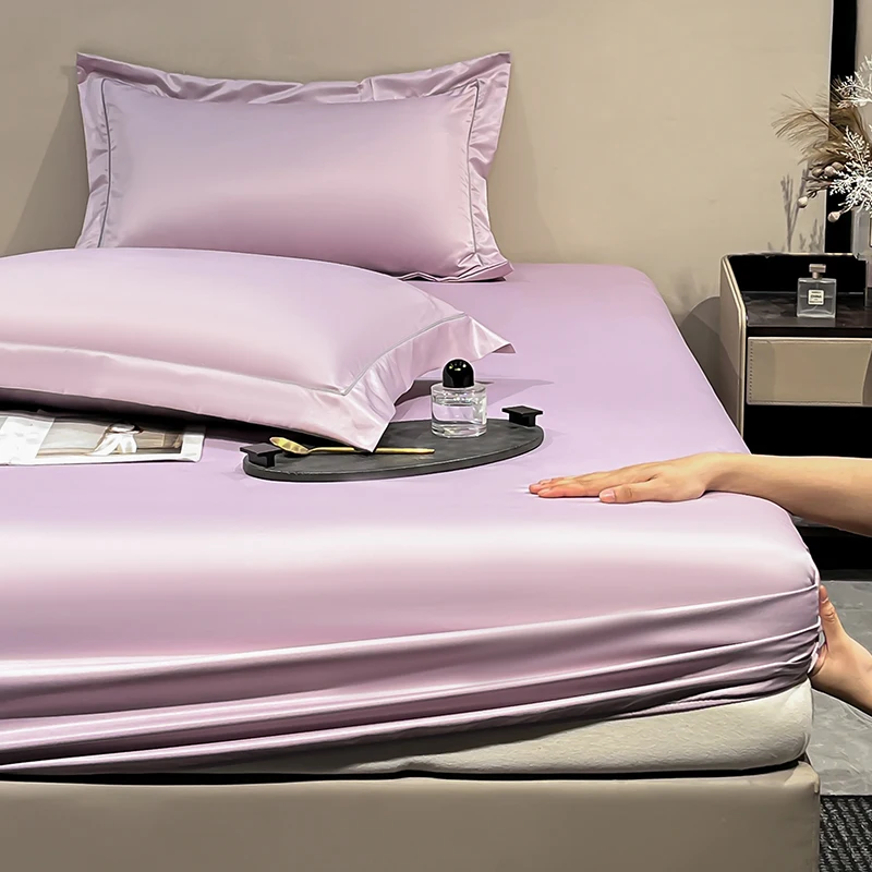Cooling Fitted Sheet Eucalyptus Lyocell Bamboo Fiber Mattress Cover Cool Feeling Bed Linens for Home Hotel Queen King 140/160cm
