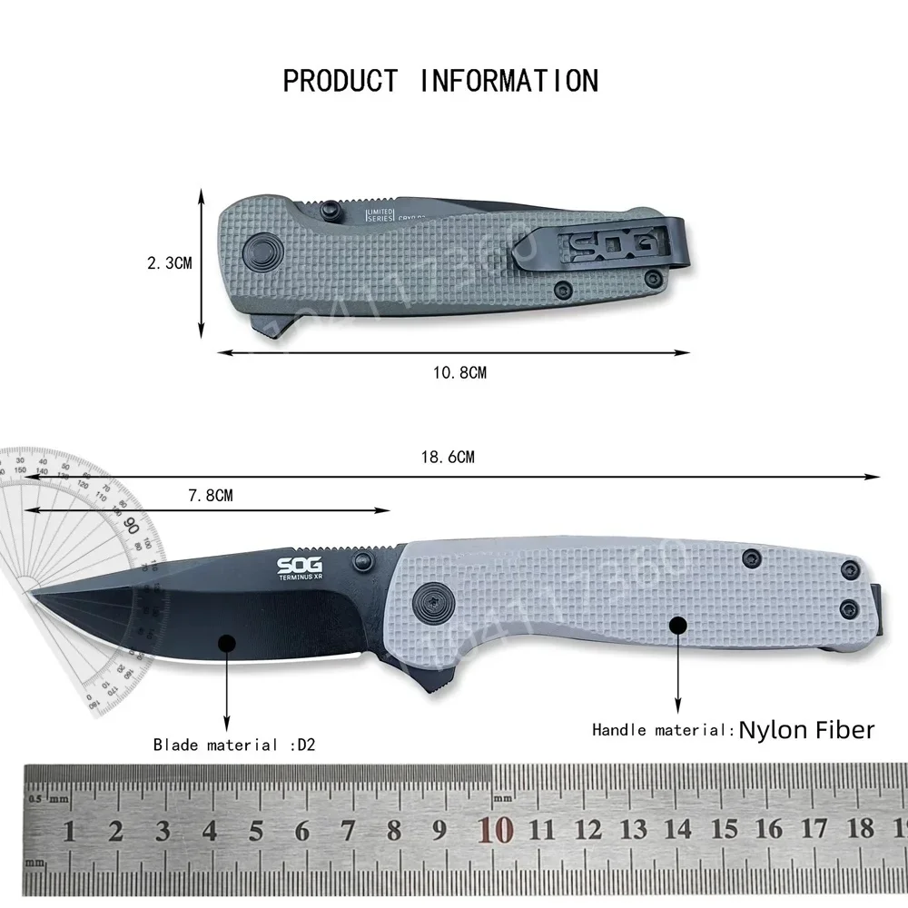 D2 TERMUNUS XR Multifunctional Folding Knife Nylon Fiber Handle High Quality Outdoor EDC Camping Hiking Hunting Tools 6