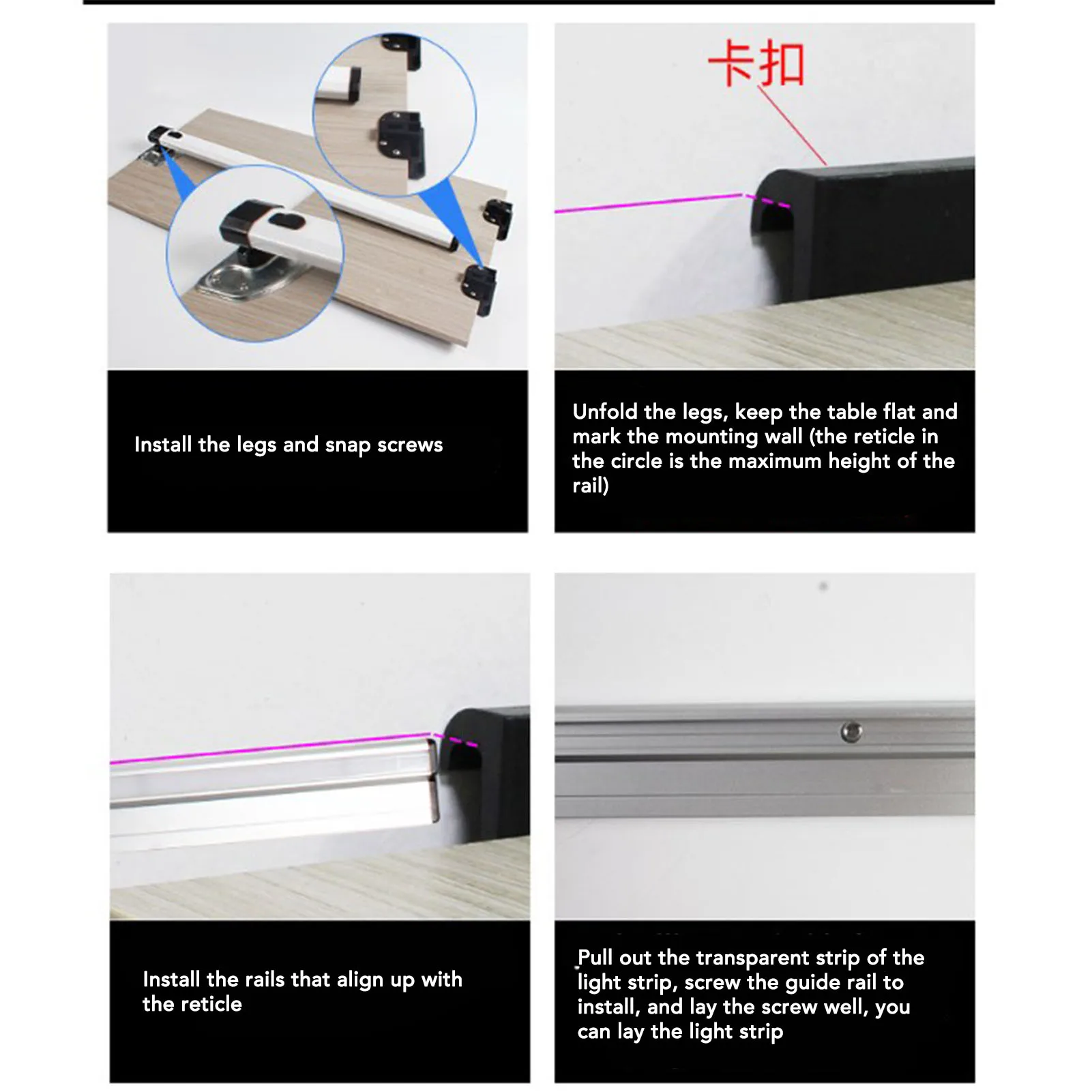 Folding Table Leg and Slider Rail 28.5in Collapsible Legs 38.6in Dual Rails For Dining Table RV Motorhome Yachts Accessories