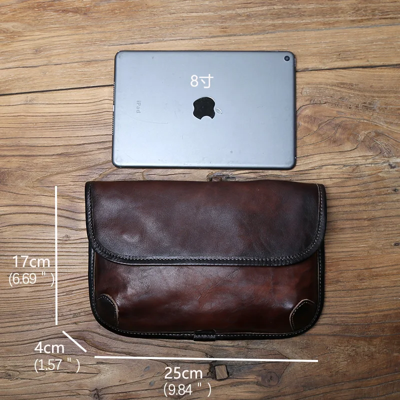 NZPJ Men's Shoulder Bag Genuine Leather Messenger Bag Top Layer Cowhide Casual Clutch Vegetable Tanned Leather Satchel Bag