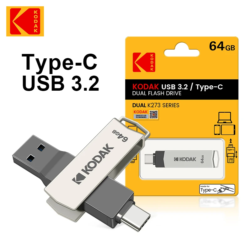 kodak-k273-usb-flash-drive-metal-usb-3-2-pendrive-64gb-type-c-otg-64gb