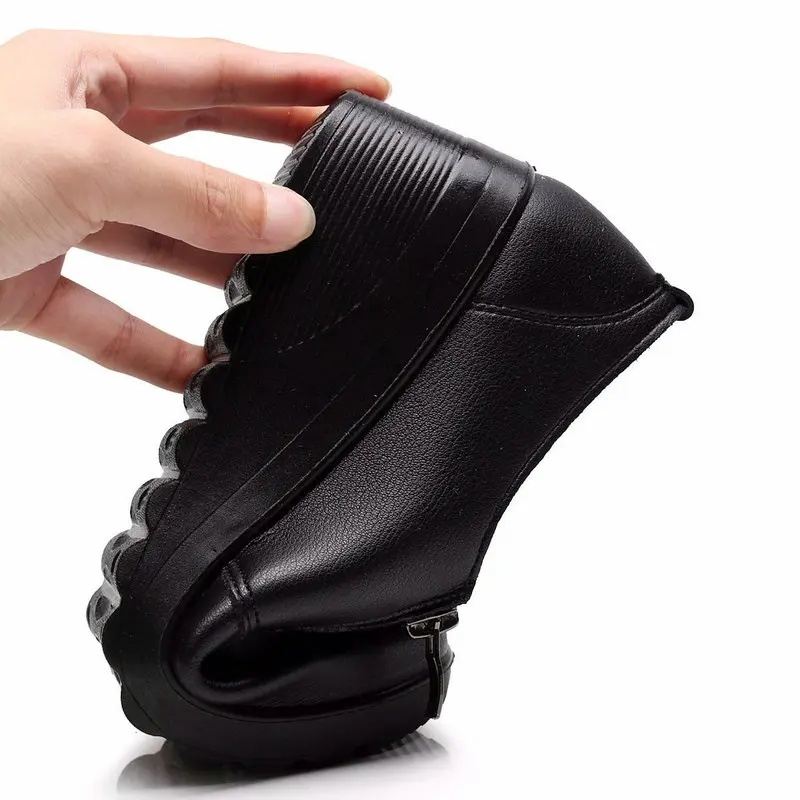 Spring Autumn Women's fashion Pumps shoes woman genuine leather wedge single casual shoes mother high heels