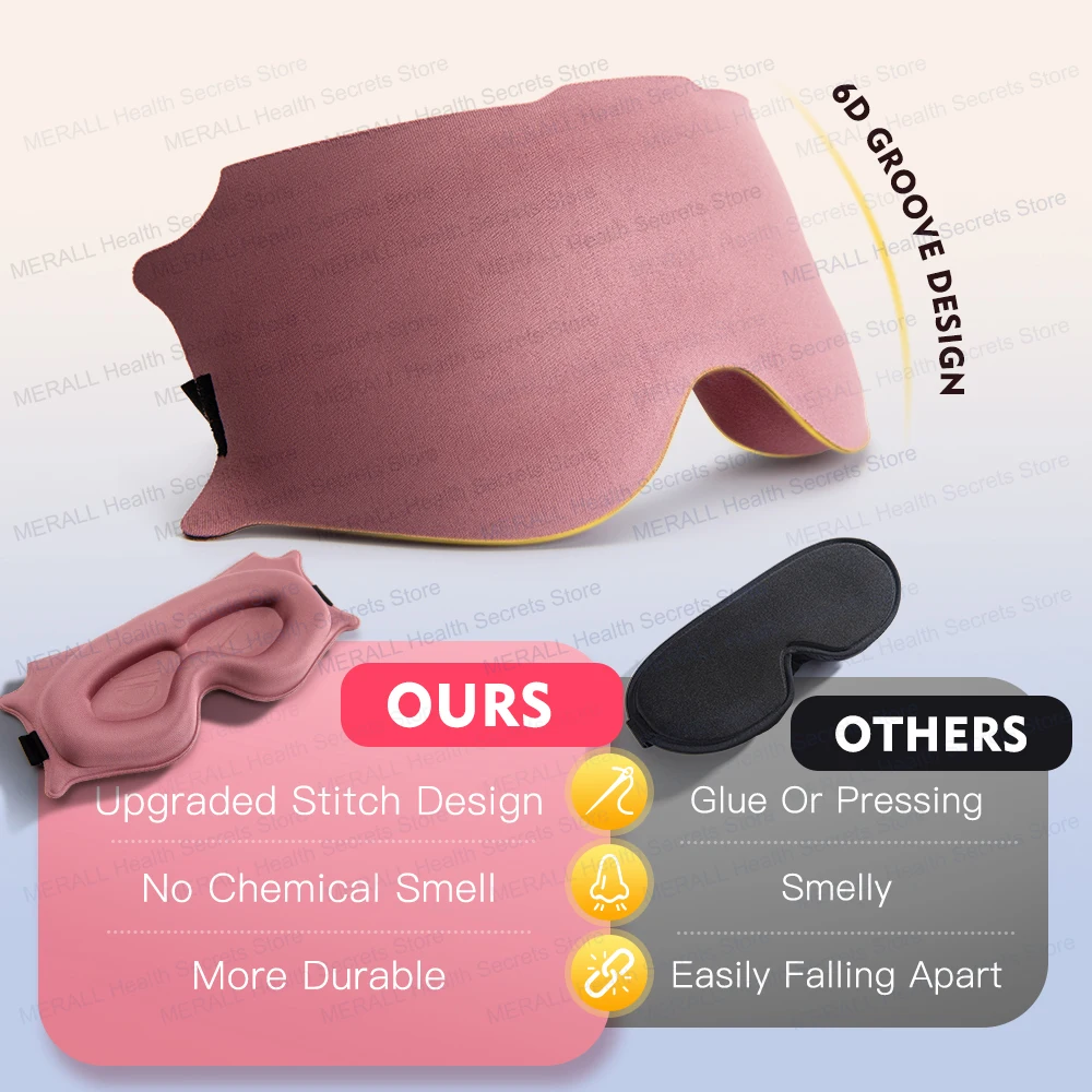 3D Sleep Mask Blindfold Sleeping Aid Soft Memory Foam Eye Mask Block Out Light Pressure Sensation Rest Relax Aid Adjustable Mask