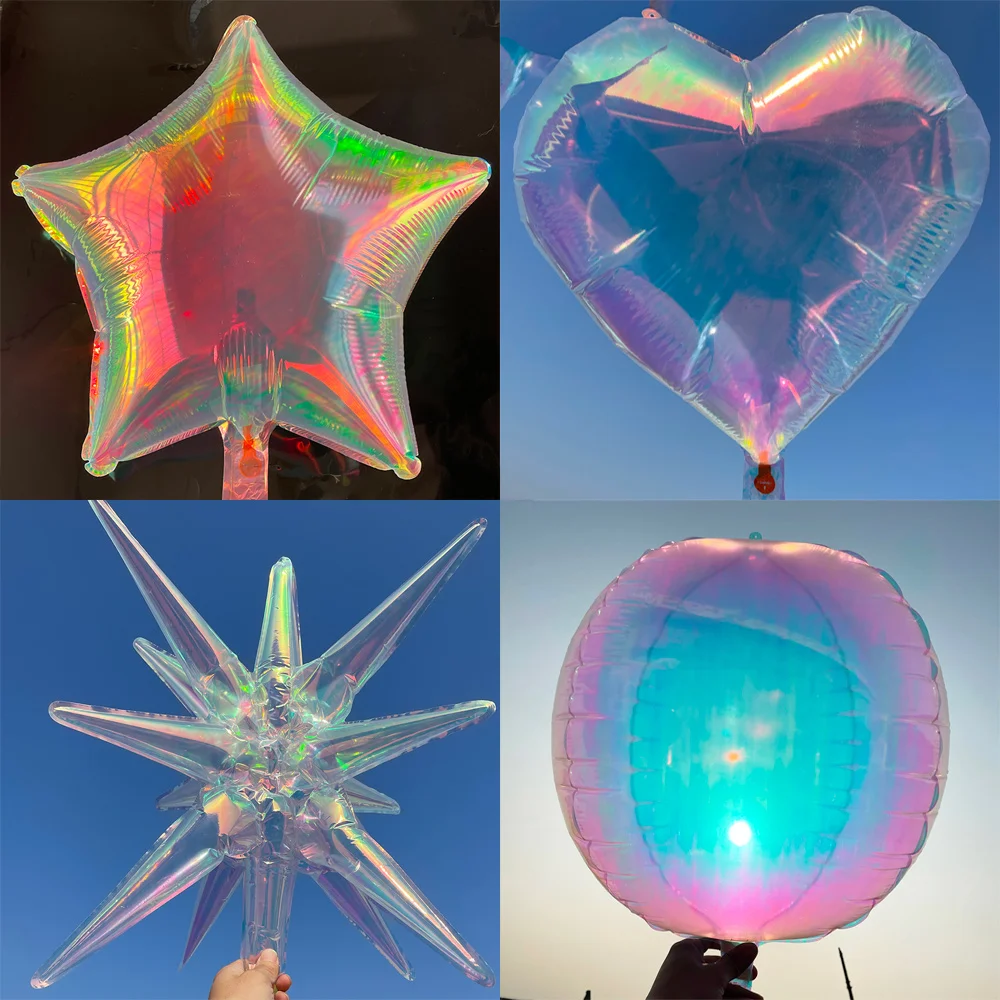 

Iridescent Balloons for Wedding Holographic Balloon Baby Shower Party Decorations Supplies Starburst Star Heart Foil Ballon