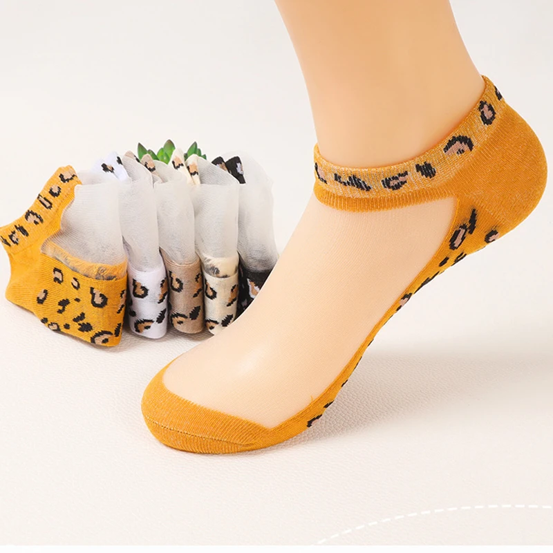 5/10 Paar Damen-Kurzsocken mit Leopardenmuster, Frühling und Sommer, dünnes Design, schweißabsorbierend, atmungsaktiv, weich, bequem, lässig ﻿ – Detail 8