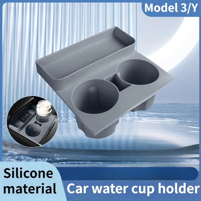 Adatto Per Tesla Model 3/Y Central Control Car Water Cup Holder Water Cup Limitatore Silicone Coaster Interior Storage Slot
