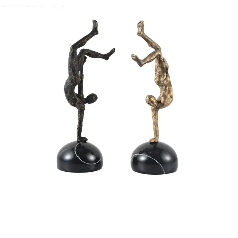 

Креативная металлическая фигурка в стиле ретро, Современная Минималистичная Спортивная гимнастическая фигурка, перевернутая статуя, украшение для офиса и дома