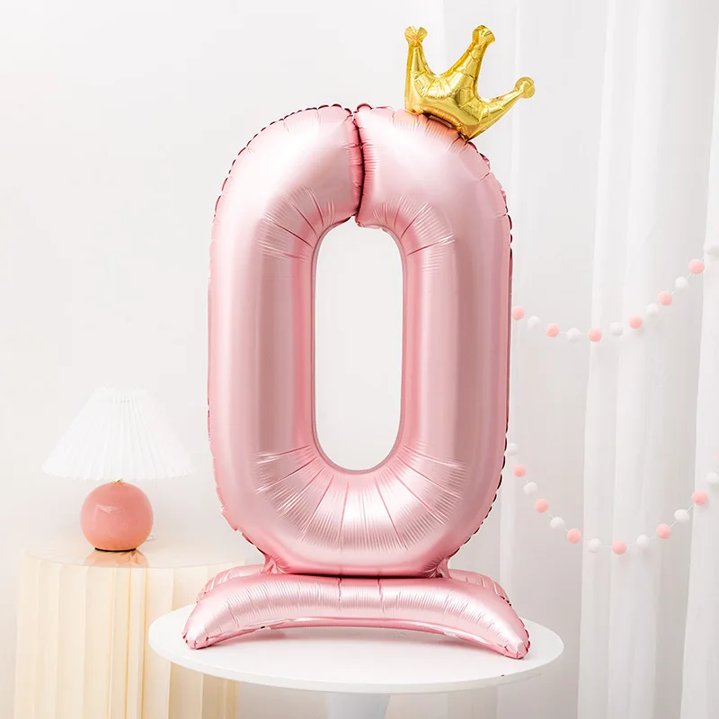1pc 42 zoll Crown Decor Rosa/Azure Aluminium Folie Anzahl Ballon Für Geburtstag Party Dekoration Lieferungen Mädchen und jungen Feier – Detail 8