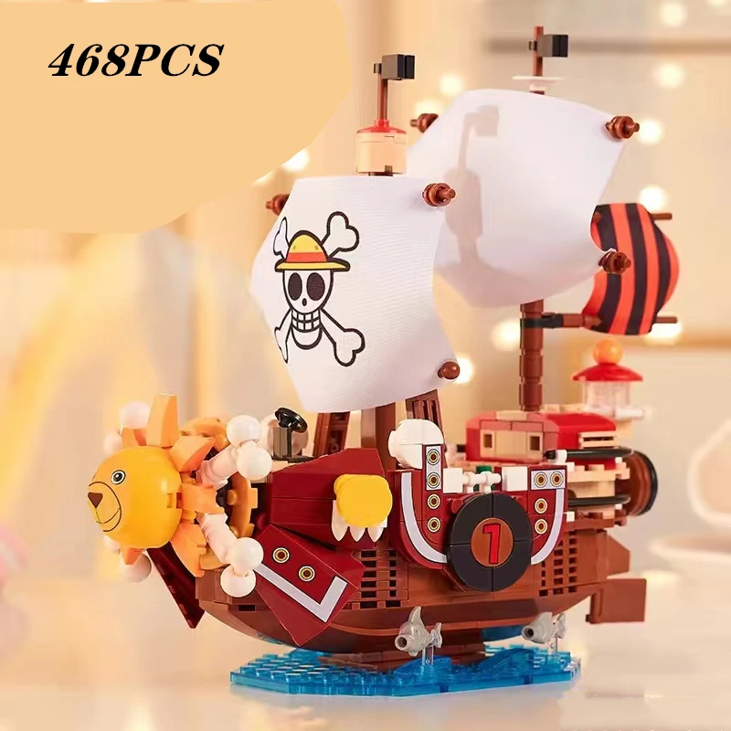 One Pieces Pirate Ship Thousand Sunny Blocks Going Merry Mini Building Blocks Sunshine Boat Model Blocks Giocattoli Per Bambini