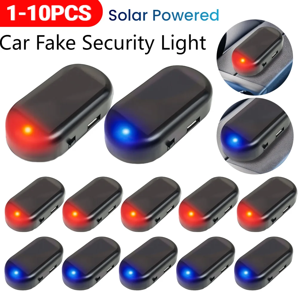 Security Flashing Light 1-10PCS Car Fake Solar Powered Simulated Dummy Alarm LED Warning Anti-Theft Caution Lamp Flash