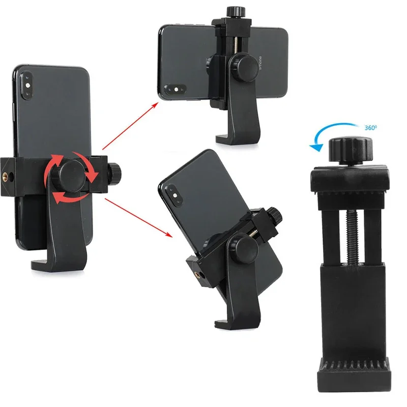 Phone Tripod 360 Degrees Mobile Phone Clip Compatible With All 1/4 Screw Cellphone Holder Tripod Mount Desk Tripod Adapter For Samsung iphone