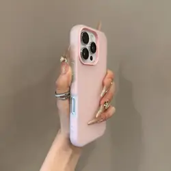 Luxury 2 - in - 1 Candy Color Clear Matte Phone Case - Shockproof Bumper Soft Jelly Cover - iPhone 14 Plus (PK)