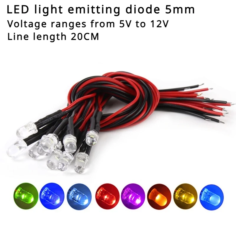 10/50pcs 3V 5V 12V 24V DC 5mm Water Clear LED Diodes Red/Green/Blue/Yellow/UV/Orange/Pink/Warm/White/RGB Pre-Wired 20cm Cable cable cashmere heathered blue плед