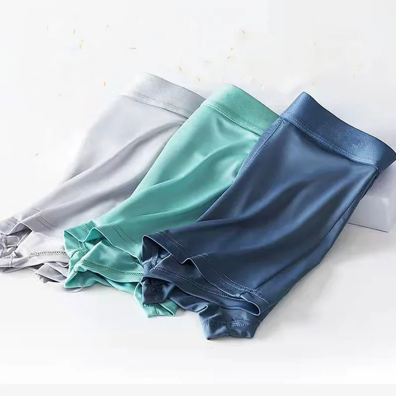 

4Pcs/Lot Summer Ice Silk Underpants Boxers Briefs Transparentes Hombre Panties Shorts Lingerie Men Boxer Underwear