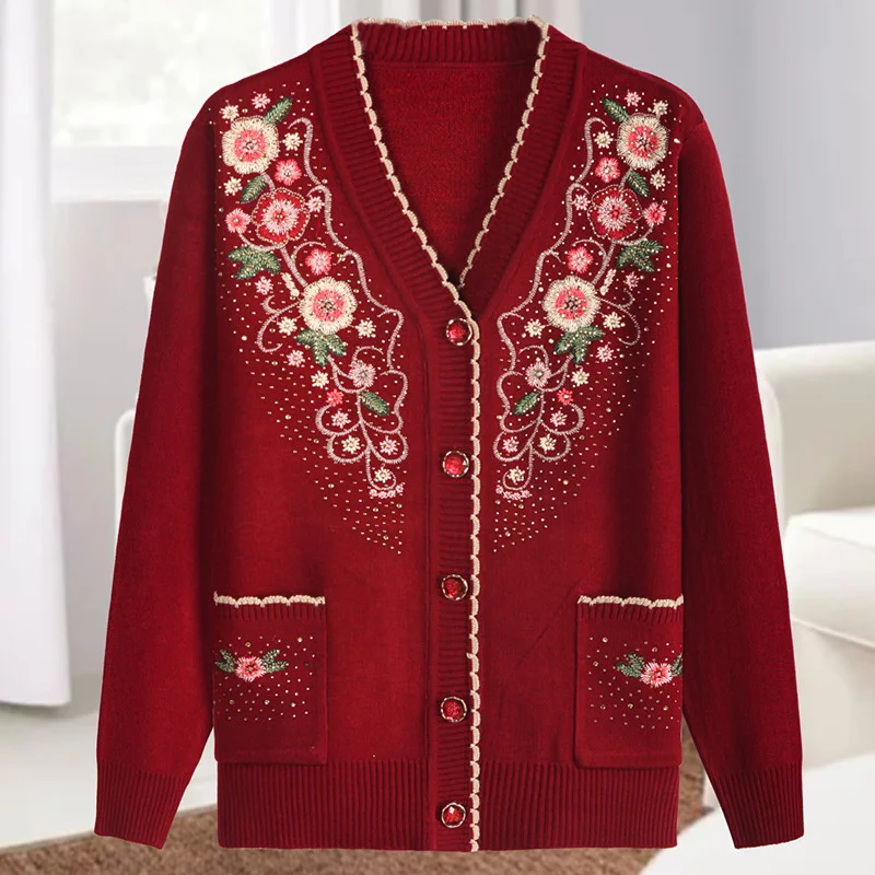 みみアニュアルEMBROIDERY CARDIGAN 赤 みみ様専用アニュアルEMBROIDERY CARDIGAN 赤 - メルカリ