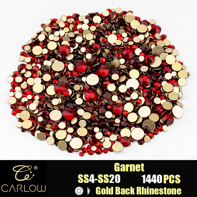 Shiny Gold Back Glass Crystal Rhinestones for DIY Crafts and Nail Art - 1440 Pieces