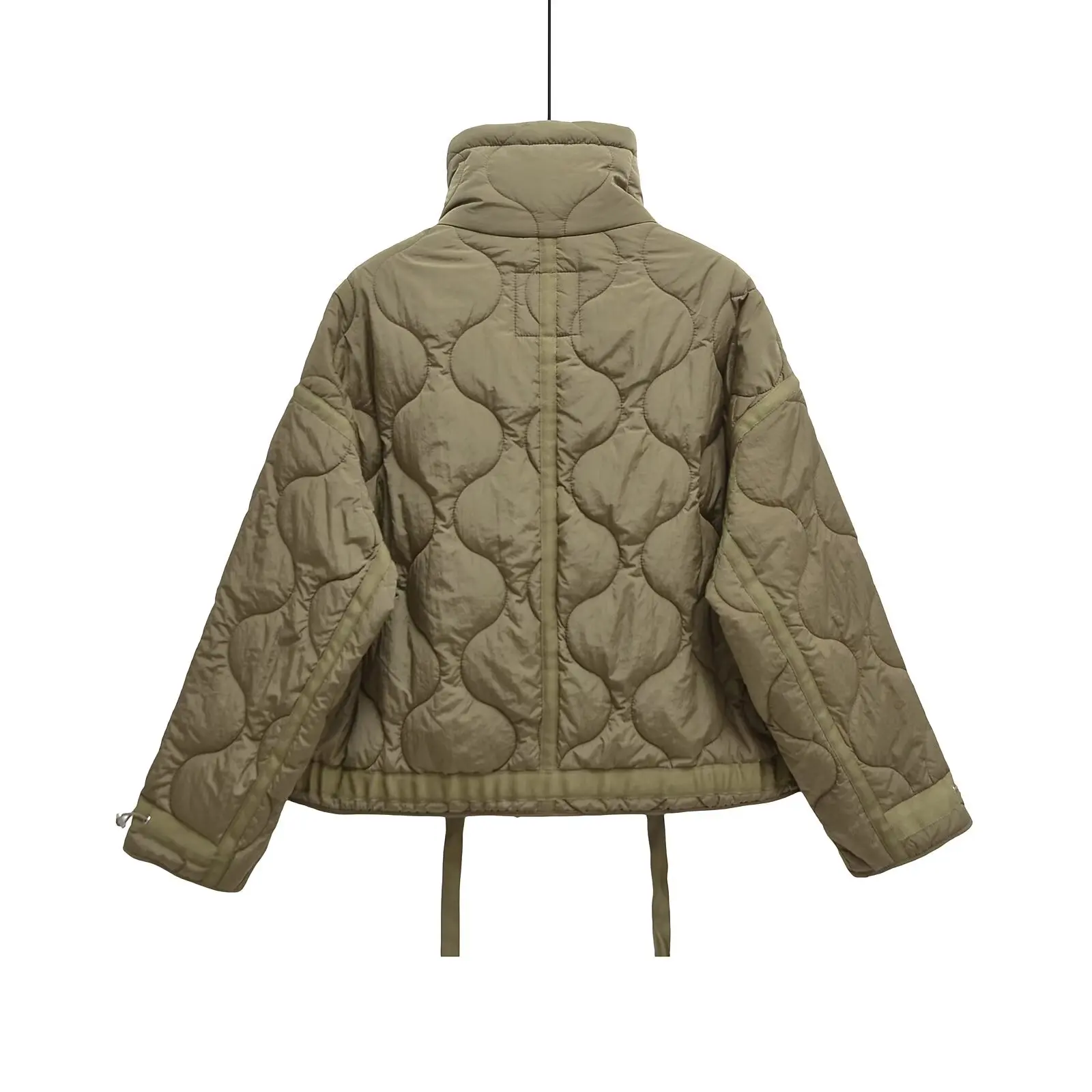 Womens Cotton Jacket - European American Style Winter Zipper Stand Collar Loose Fit