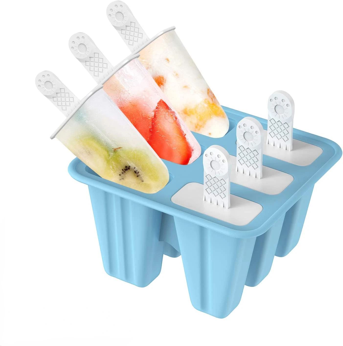 

6 Cavities Ice Cream Mold Reusable Popsicle Molds Ice Pop Molds Maker Easy Release Durable Silicone Ice Cube Tray Ice Cube Maker