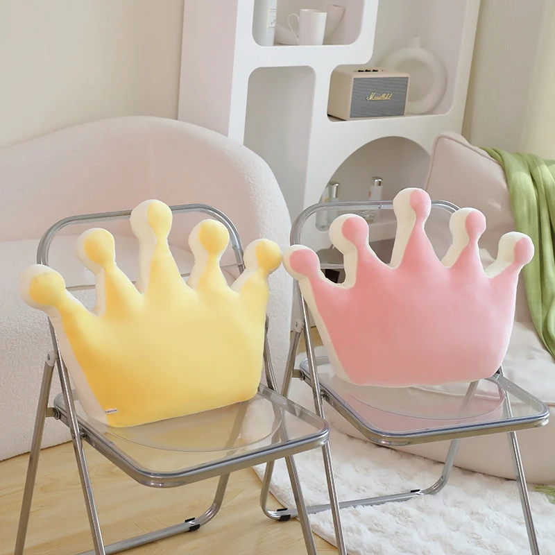 Squishy Crown Plush Pillow Stuffed 5-point 3-point Kawaii Seat Cushion Yellow Pink Purple 3 Colors Decor Sofa Chair Back Support 5