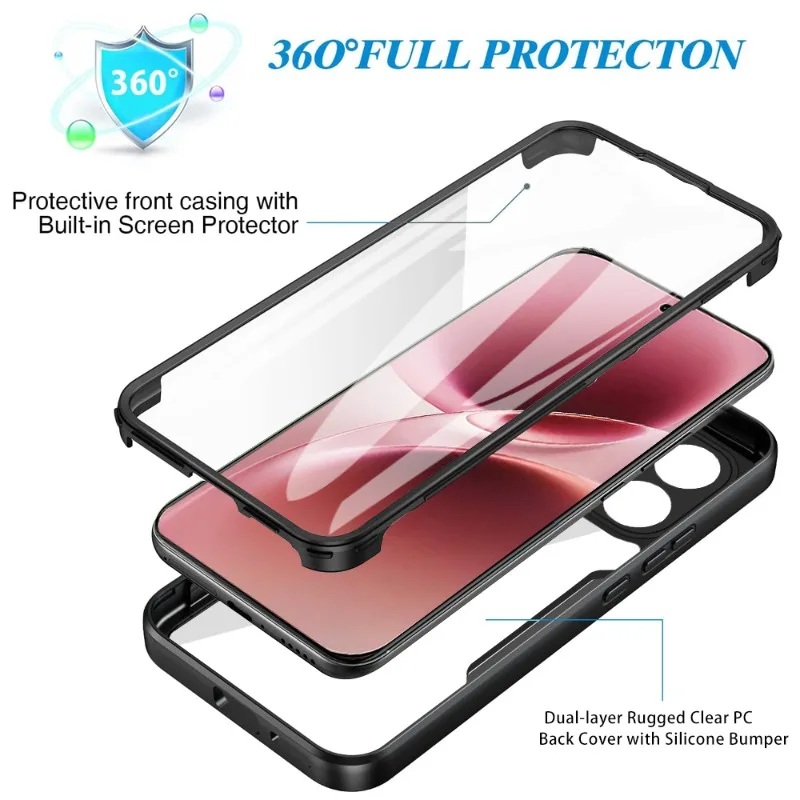 360° Clear Acrylic Shockproof Protective Case with Built-in Screen Protector