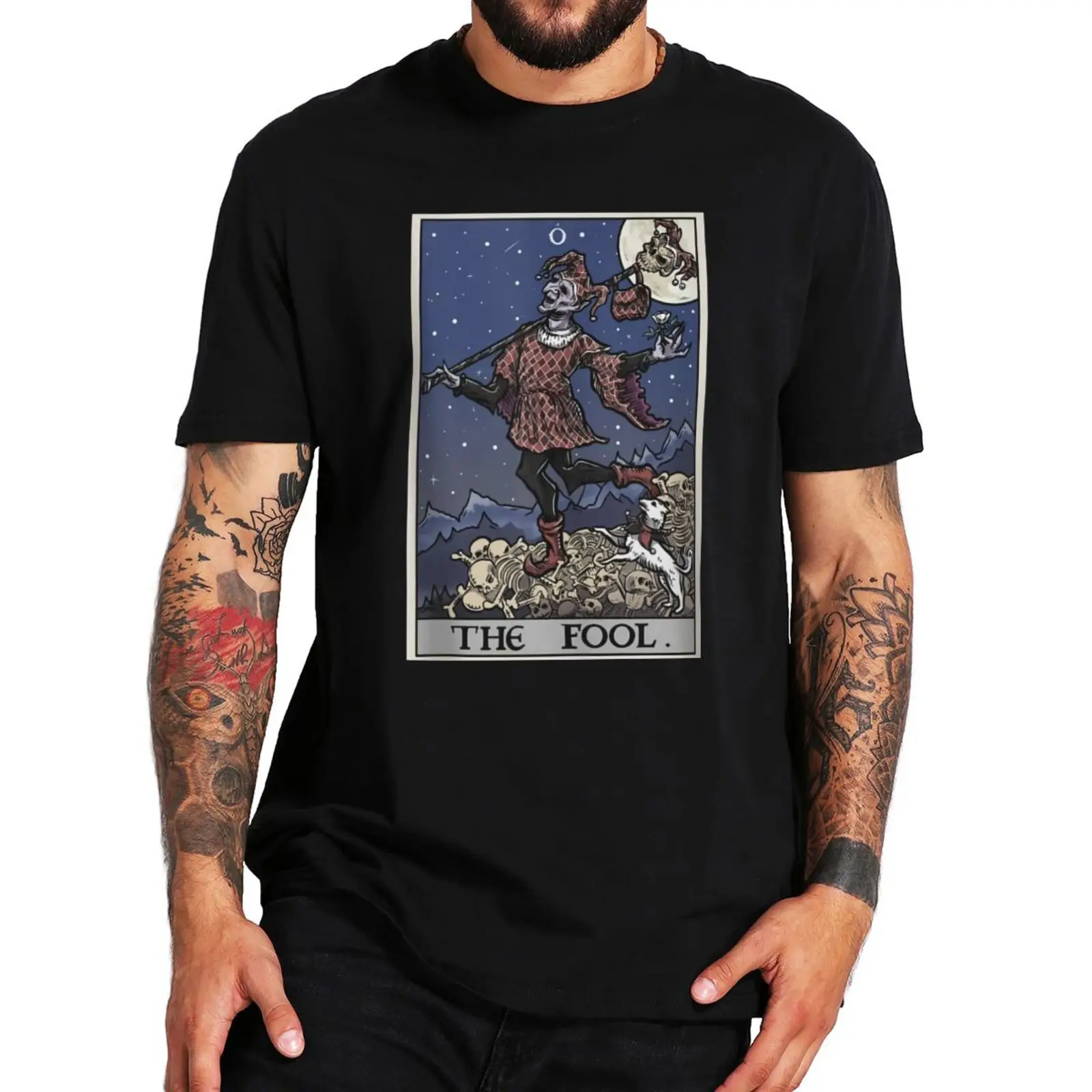 

The Fool Tarot Card Tshirt Gothic Creepy Halloween Essential Tee Shirt 100% Cotton T-Shirt Novelty Gift For Men Women