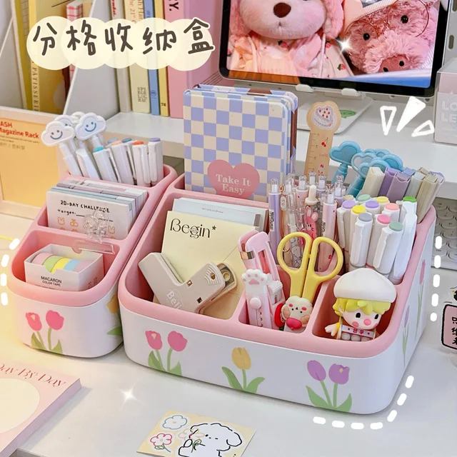 Ins Aranyos Kawaii Toll -Tartó Szervező Gyerek Lány Diákok Irodai Asztali Divat Nagy Kapacitású Levélpapír Tároló Doboz - Image 3