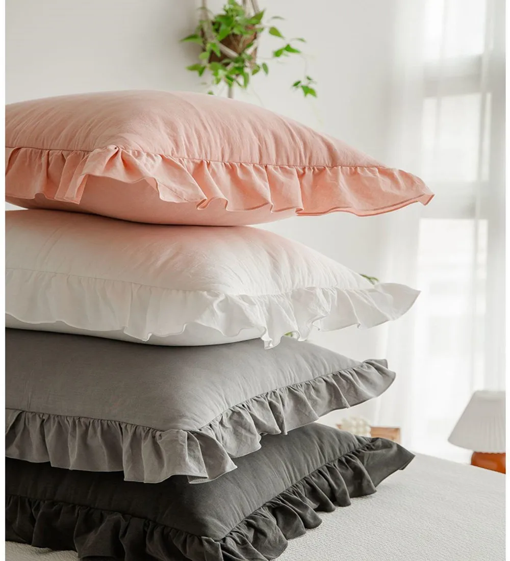 

Lace Pillowcase Summer Bed Cotton Cover Protector 1pcs 48*74cm Bedroom Hotel Korean Dormitory Home Decor European Ruffle