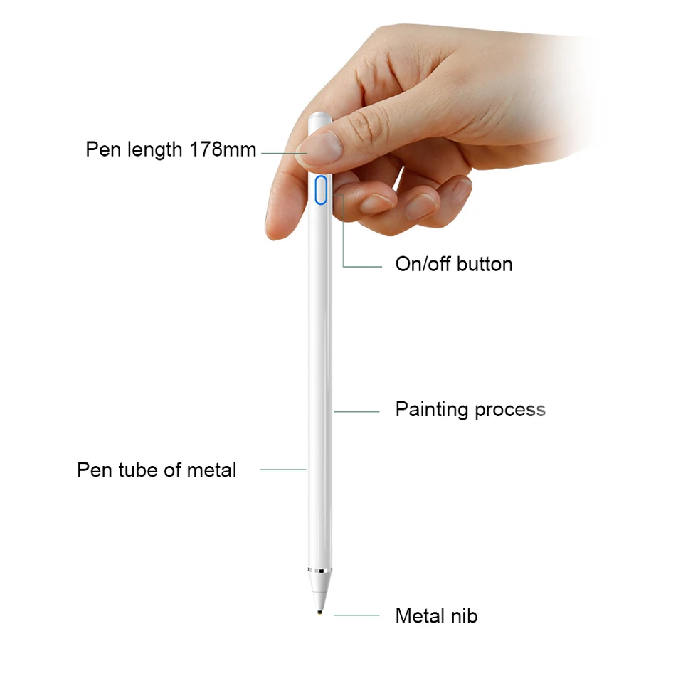 Active Rechargeable Stylus Pen for Touchscreens