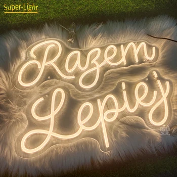 사용자 정의 LED 플렉스 네온 사인, 더 나은 함께 라이트 사인, 생일 웨딩 파티 장식 네온 Razem Lepiej 로그인 라이트 업 사인