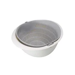 Rotating Double-Layer Draining Basket and Fruit Tray (G595D grey)