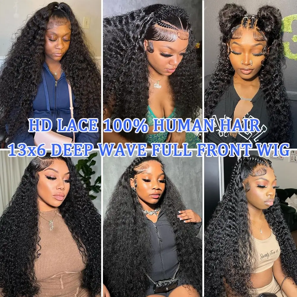 13x6 Deep Wave Lace Front Wigs Human Hair 16 42 Inch HD Transparent Lace Frontal Wigs Human Hair Deep Wave Wigs for Women