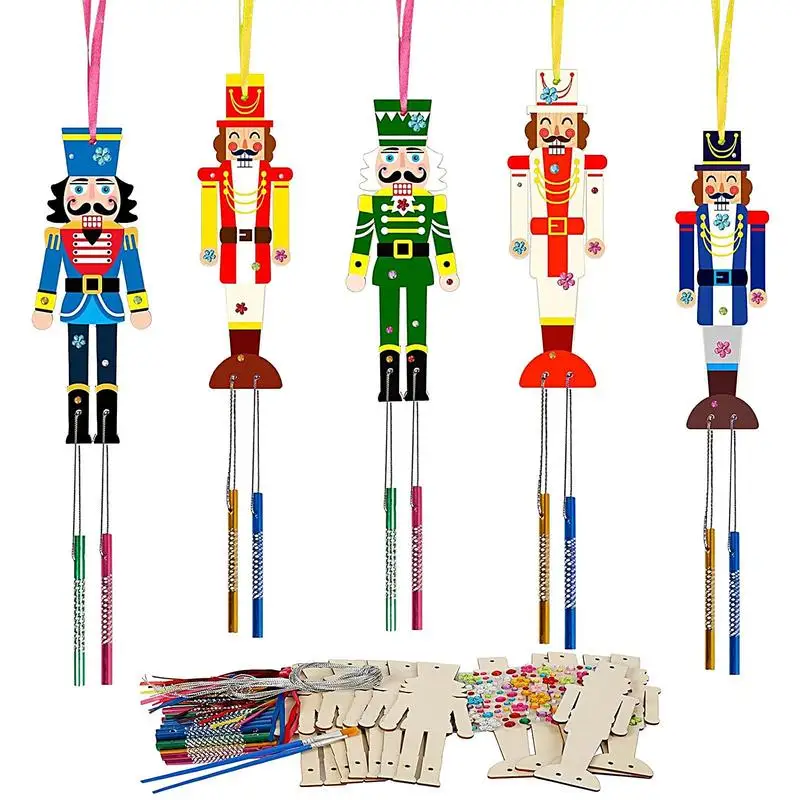 

Christmas Wooden Nutcracker Craft Set DIY Window Art Kit Unfinished Nutcracker Puppet Crafts Decor Christmas Tree Ornaments